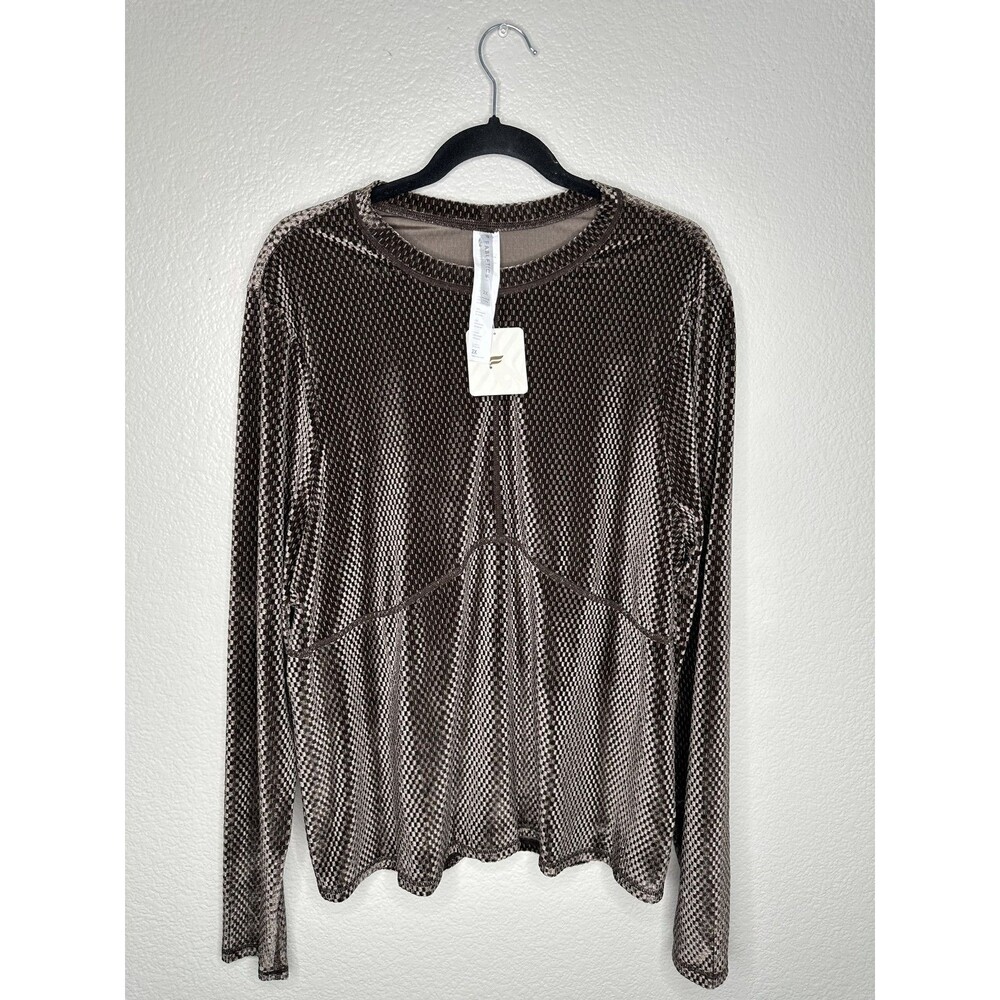 Fabletics Velour Seamed Long Sleeve Top Womens 2X Brown Cacao Textured Pullover
